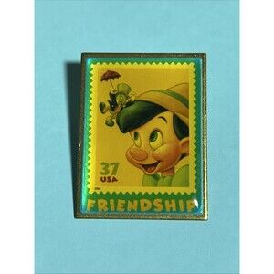 Disney Pinocchio & Jiminy 37c USPS Stamp Pin US Made